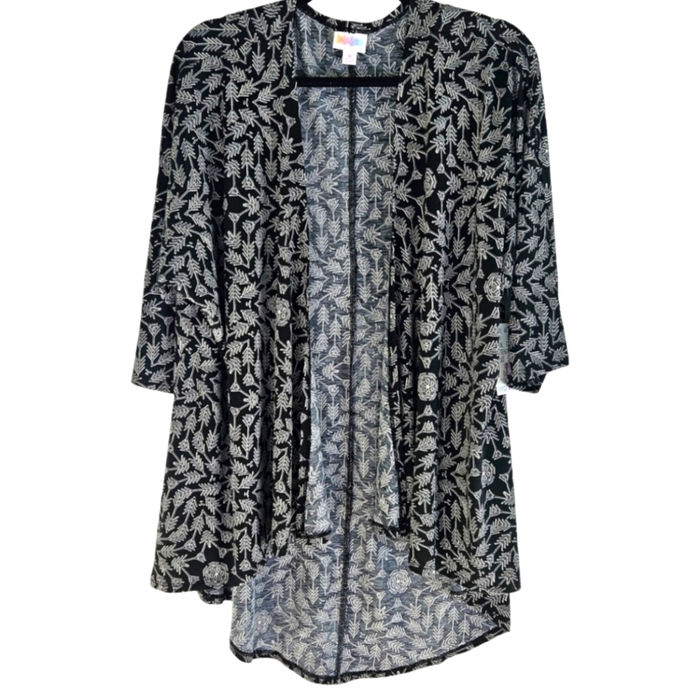 LuLaRoe Lindsay Kimono Cardigan Medium - Black & White Arrow Pattern NWT